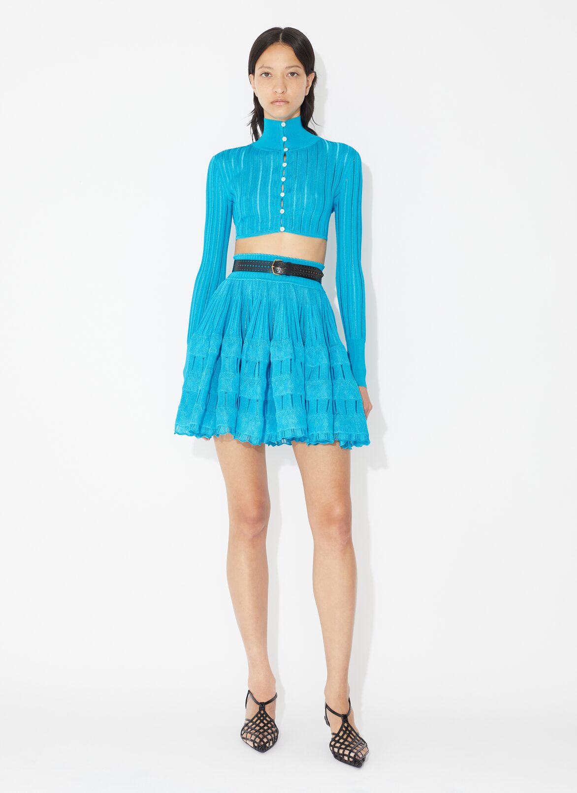 Shiny crinoline skirt ALAÏA BLUE SHINY CRINOLINE SKIRT